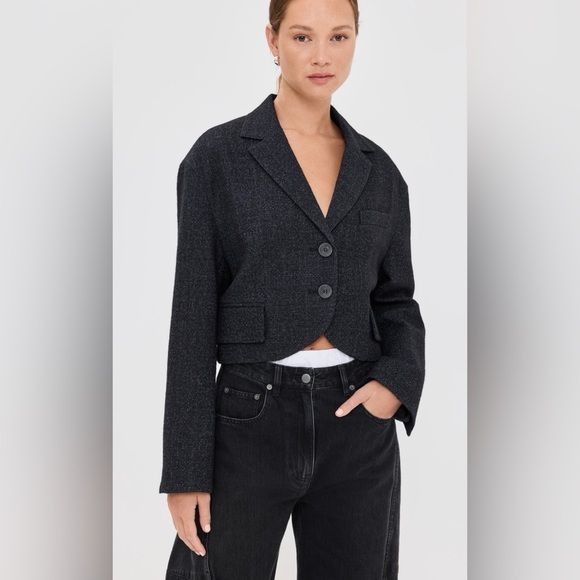 Tibi Kian Glenplaid Cropped Bomber Blazer Wool Blend Jacket Size Small - Picture 1 of 16